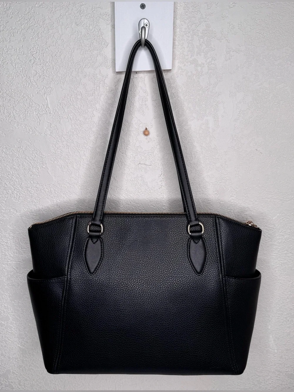 Michael Kors Black Pebbled Leather Tote with Gold Hardware - Picture 4 of 14
